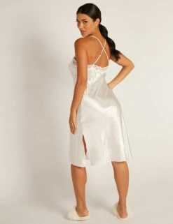 Amelia Satin Lace Trim Midi Chemise -Cyberjammies Store amelia satin lace trim midi chemise 9