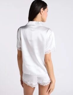 Amelia Satin Lace Trim Shortie Set -Cyberjammies Store amelia satin lace trim shortie set 8