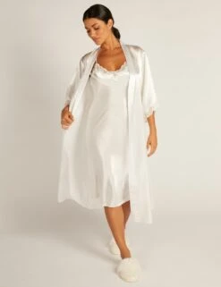 Amelia Satin Lace Trim Wide Sleeve Robe 17 Amelia Satin Lace Trim Wide Sleeve Robe -Cyberjammies Store amelia satin lace trim wide sleeve robe 7