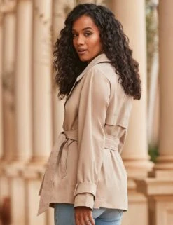 Belted Double Breasted Short Trench-Style Coat -Cyberjammies Store belted double breasted short trench style coat 6