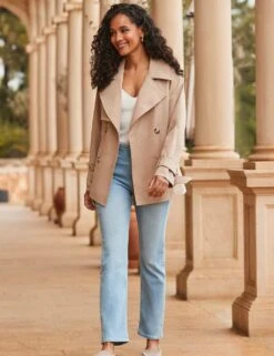 Belted Double Breasted Short Trench-Style Coat -Cyberjammies Store belted double breasted short trench style coat 7