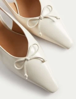 Bow Slip On Kitten Heel Slingback Shoes -Cyberjammies Store bow slip on kitten heel slingback shoes 5