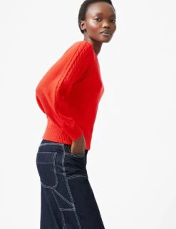 French Connection Cable Knit Sleeve Crew Neck Jumper -Cyberjammies Store cable knit sleeve crew neck jumper 3