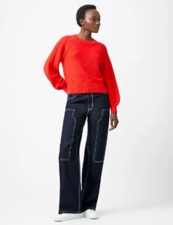 French Connection Cable Knit Sleeve Crew Neck Jumper -Cyberjammies Store cable knit sleeve crew neck jumper 4