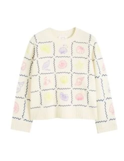 CHINTI & PARKER Cashmere Rich Embroidered Crew Neck Jumper -Cyberjammies Store cashmere rich embroidered crew neck jumper 4