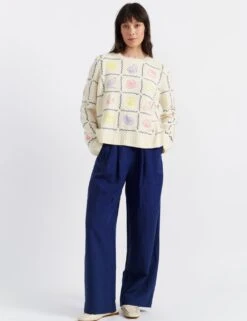 CHINTI & PARKER Cashmere Rich Embroidered Crew Neck Jumper -Cyberjammies Store cashmere rich embroidered crew neck jumper 5