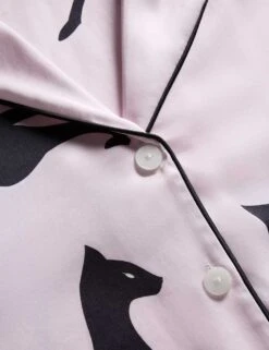 The Cat Print Shortie Set -Cyberjammies Store cat printed satin revere shortie set 6