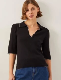 MONSOON Collared V-Neck Contrast Trim Jumper -Cyberjammies Store collared v neck contrast trim jumper 4