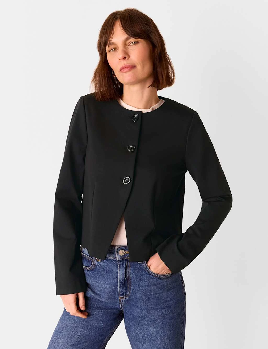 Whistles Collarless Short Jacket 9 Whistles Collarless Short Jacket - Image 9
