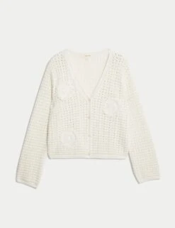 Cotton Blend Knitted V-Neck Cardigan -Cyberjammies Store cotton blend knitted v neck cardigan 13