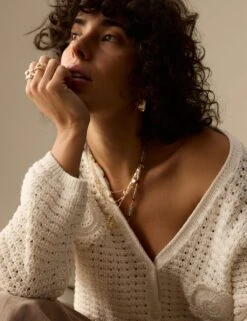 Cotton Blend Knitted V-Neck Cardigan -Cyberjammies Store cotton blend knitted v neck cardigan 8