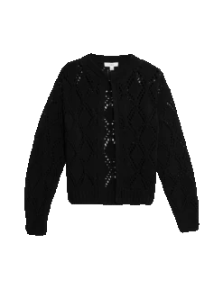 Cotton Blend Open Stitch Cropped Cardigan -Cyberjammies Store cotton blend open stitch cropped cardigan