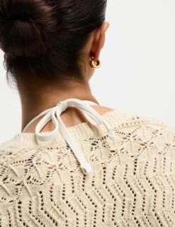 Cotton Blend Pointelle V-Neck Button Front Cardigan -Cyberjammies Store cotton blend pointelle v neck button front cardigan 11