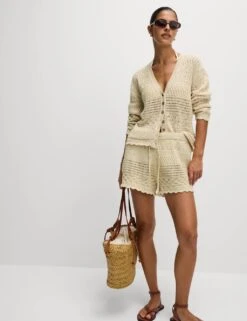 Cotton Blend Pointelle V-Neck Button Front Cardigan -Cyberjammies Store cotton blend pointelle v neck button front cardigan 12