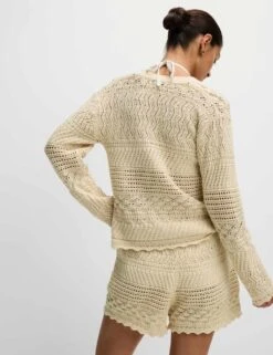 Cotton Blend Pointelle V-Neck Button Front Cardigan -Cyberjammies Store cotton blend pointelle v neck button front cardigan 13