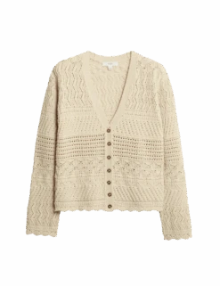 Cotton Blend Pointelle V-Neck Button Front Cardigan -Cyberjammies Store cotton blend pointelle v neck button front cardigan