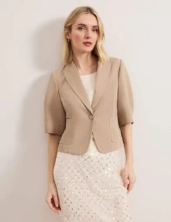 Cotton Blend Single Breasted Cropped Blazer 22 Cotton Blend Single Breasted Cropped Blazer -Cyberjammies Store cotton blend single breasted cropped blazer 10