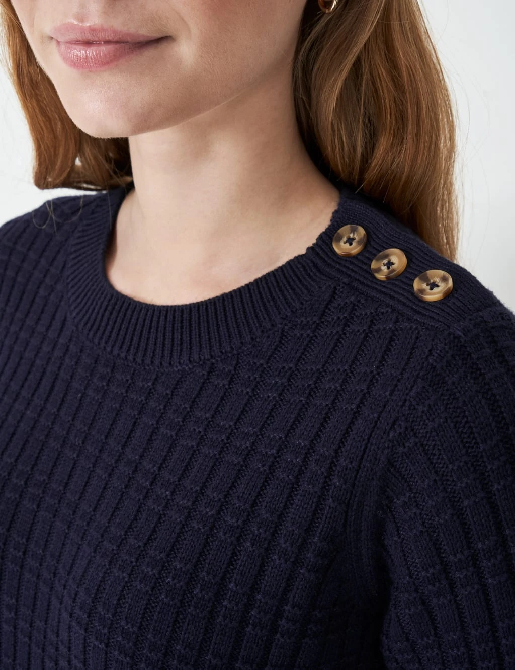 Cotton Blend Textured Button Detail Jumper 8 Cotton Blend Textured Button Detail Jumper - Image 8