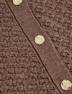 Cotton Blend Textured Button Front Cropped Cardigan -Cyberjammies Store cotton blend textured button front cropped cardigan 17