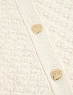 Cotton Blend Textured Button Front Cropped Cardigan -Cyberjammies Store cotton blend textured button front cropped cardigan 9