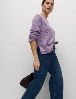 Cotton Blend Textured Crew Neck Fringe Jumper -Cyberjammies Store cotton blend textured crew neck fringe jumper 11