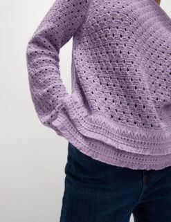 Cotton Blend Textured Crew Neck Fringe Jumper -Cyberjammies Store cotton blend textured crew neck fringe jumper 12