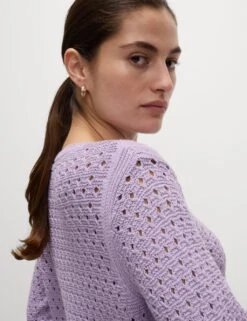 Cotton Blend Textured Crew Neck Fringe Jumper -Cyberjammies Store cotton blend textured crew neck fringe jumper 14