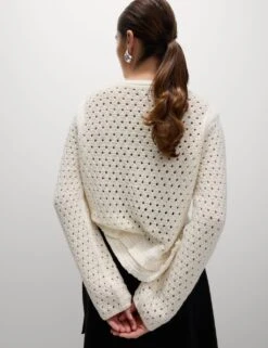 Cotton Blend Textured Crew Neck Fringe Jumper -Cyberjammies Store cotton blend textured crew neck fringe jumper 6