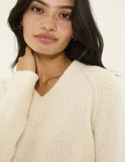 Cotton Blend V-Neck Bouclé Jumper 27 Cotton Blend V-Neck Bouclé Jumper -Cyberjammies Store cotton blend v neck boucl jumper 12