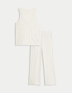 Cotton Modal Scallop Edge Ribbed Pyjama Set -Cyberjammies Store cotton modal scallop edge ribbed pyjama set 6