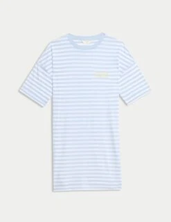 Cotton Modal Striped Short Nightshirt -Cyberjammies Store cotton modal striped short nightshirt 4