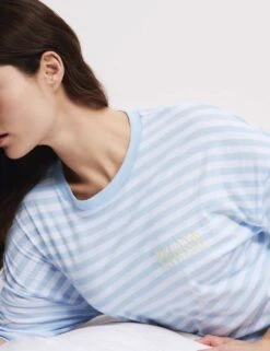 Cotton Modal Striped Short Nightshirt -Cyberjammies Store cotton modal striped short nightshirt 7