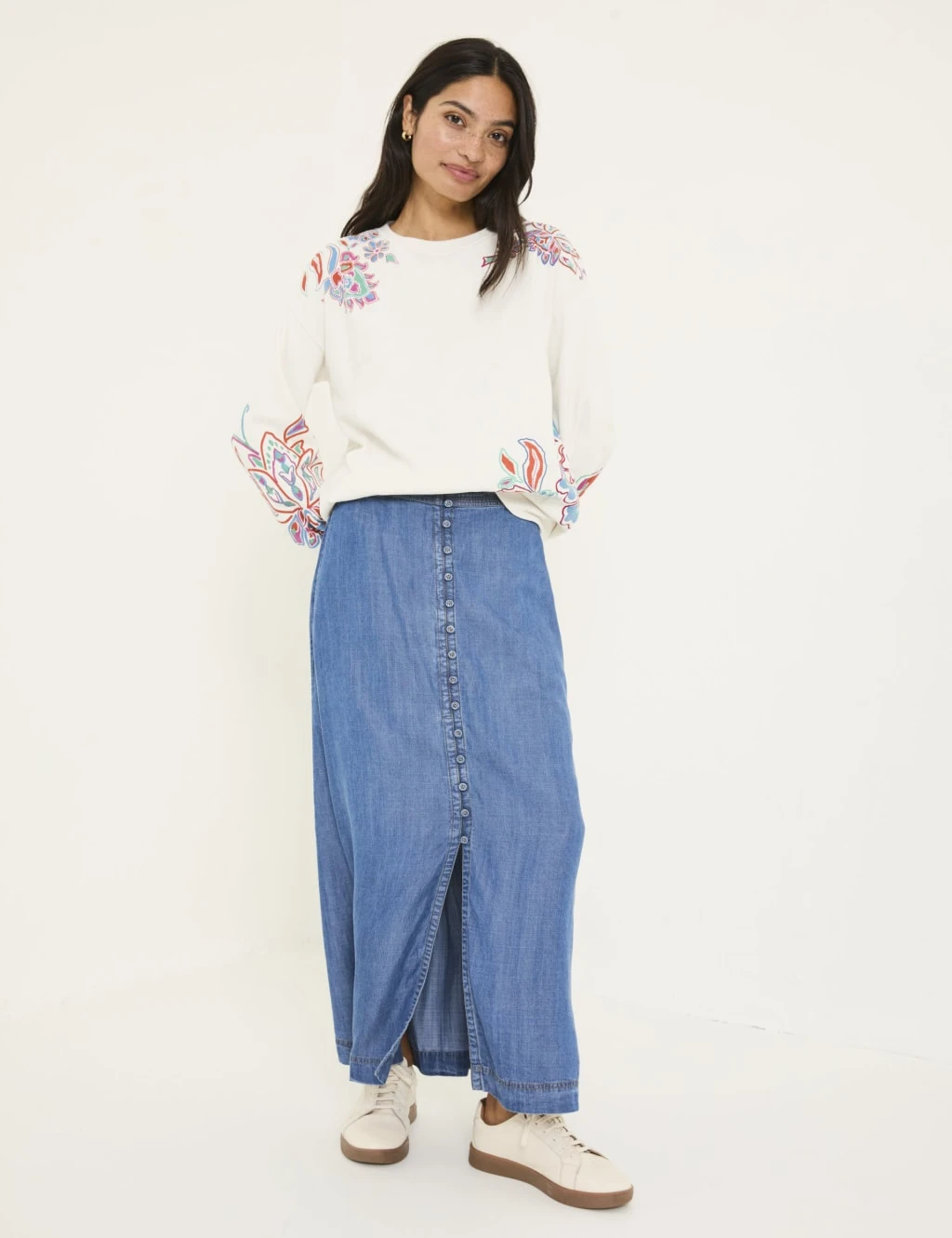 Cotton Rich Embroidered Crew Neck Sweatshirt 9 Cotton Rich Embroidered Crew Neck Sweatshirt - Image 9