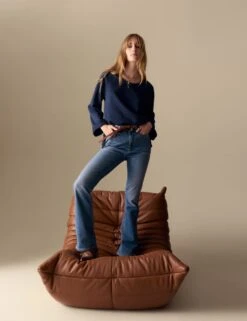 Cotton Rich High Waisted Flared Jeans -Cyberjammies Store cotton rich high waisted flared jeans 7