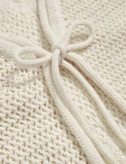 Cotton Rich Pointelle V-Neck Tie Front Relaxed Cardigan 19 Cotton Rich Pointelle V-Neck Tie Front Relaxed Cardigan -Cyberjammies Store cotton rich pointelle v neck tie front relaxed cardigan 7