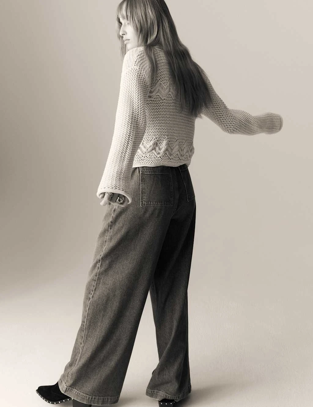 Cotton Rich Pointelle V-Neck Tie Front Relaxed Cardigan 10 Cotton Rich Pointelle V-Neck Tie Front Relaxed Cardigan - Image 10