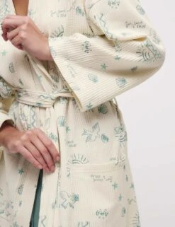 Cotton Rich Printed Waffle Dressing Gown -Cyberjammies Store cotton rich printed waffle dressing gown 7