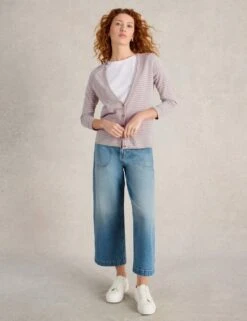 WHITE STUFF Cotton Rich Striped V-neck Cardigan -Cyberjammies Store cotton rich striped v neck cardigan 11