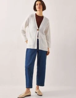 MONSOON Cotton Rich Textured V-Neck Cardigan -Cyberjammies Store cotton rich textured v neck cardigan 8