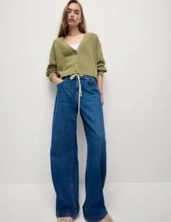 Cotton Rich Textured V-Neck Relaxed Cardigan -Cyberjammies Store cotton rich textured v neck relaxed cardigan 10