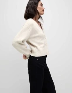 Cotton Rich Textured V-Neck Relaxed Cardigan -Cyberjammies Store cotton rich textured v neck relaxed cardigan 13