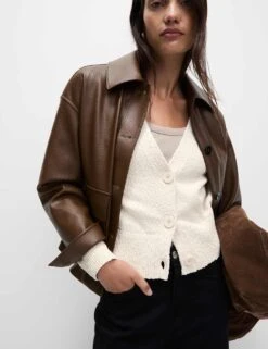 Cotton Rich Textured V-Neck Relaxed Cardigan -Cyberjammies Store cotton rich textured v neck relaxed cardigan 17