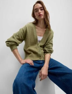 Cotton Rich Textured V-Neck Relaxed Cardigan -Cyberjammies Store cotton rich textured v neck relaxed cardigan 7