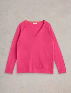 WHITE STUFF Cotton Rich V-Neck Jumper With Linen 34 WHITE STUFF Cotton Rich V-Neck Jumper With Linen -Cyberjammies Store cotton rich v neck jumper with linen 14