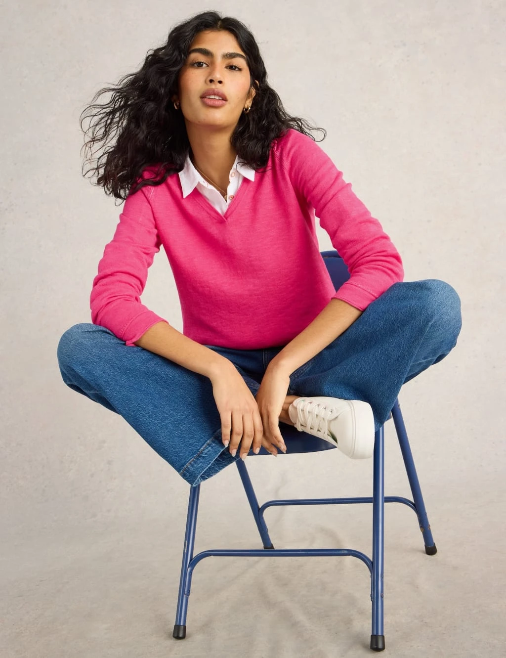 WHITE STUFF Cotton Rich V-Neck Jumper With Linen 16 WHITE STUFF Cotton Rich V-Neck Jumper With Linen - Image 16