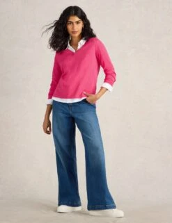 WHITE STUFF Cotton Rich V-Neck Jumper With Linen 39 WHITE STUFF Cotton Rich V-Neck Jumper With Linen -Cyberjammies Store cotton rich v neck jumper with linen 19