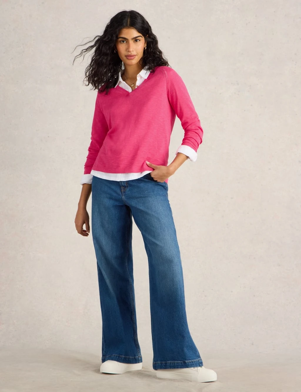 WHITE STUFF Cotton Rich V-Neck Jumper With Linen 20 WHITE STUFF Cotton Rich V-Neck Jumper With Linen - Image 20