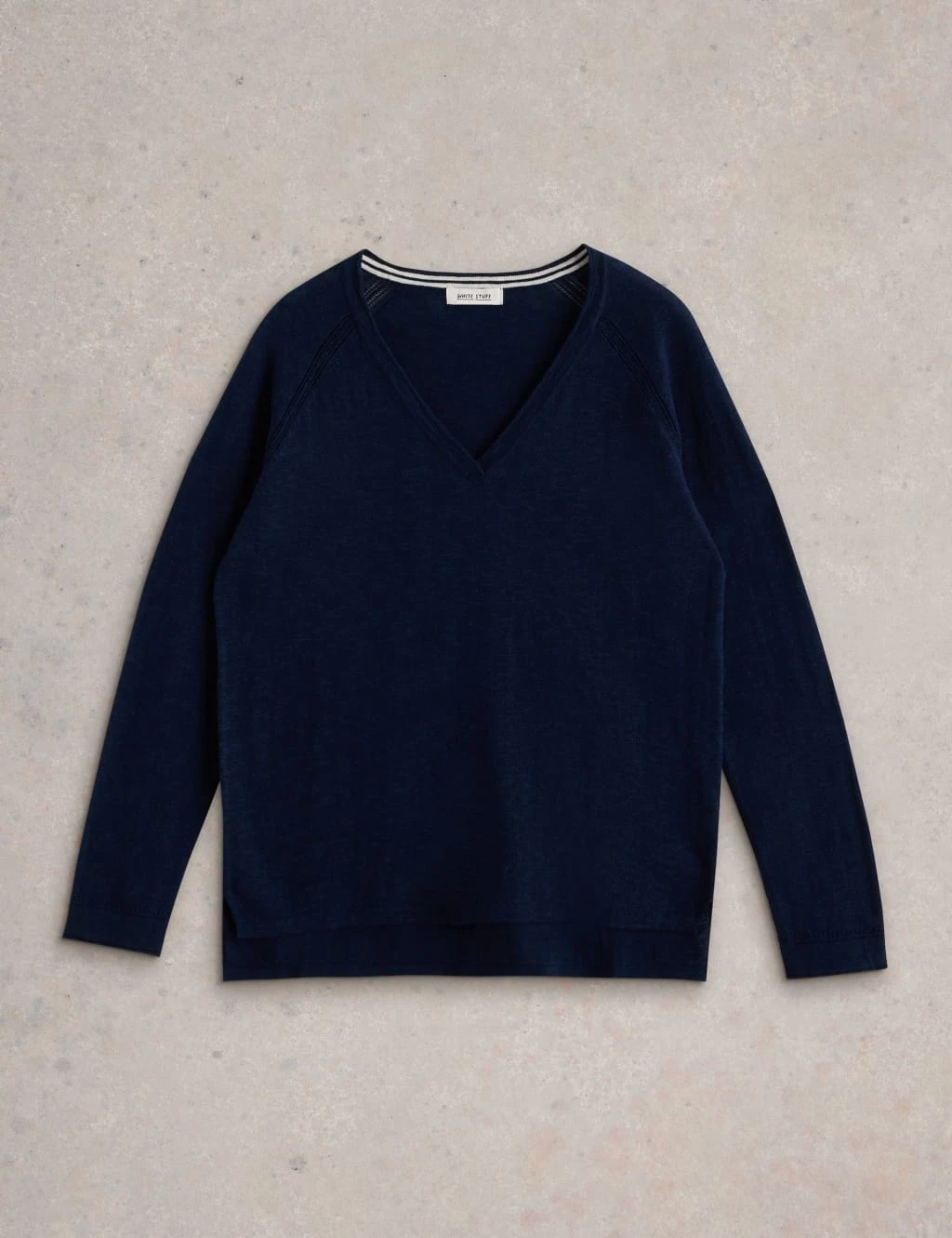 WHITE STUFF Cotton Rich V-Neck Jumper With Linen 8 WHITE STUFF Cotton Rich V-Neck Jumper With Linen - Image 8