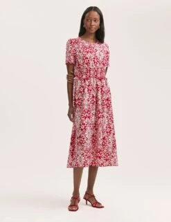 Crepe Printed Midi Tea Dress -Cyberjammies Store crepe printed midi tea dress 4