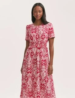 Crepe Printed Midi Tea Dress -Cyberjammies Store crepe printed midi tea dress 6